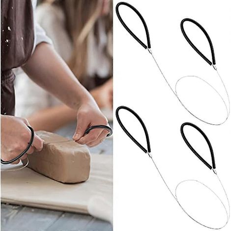 HOXILEELEO - outils de coupe pour argile et poterie, avec poignée en caoutchouc noir, pour tour de potier et argile. (1/5)