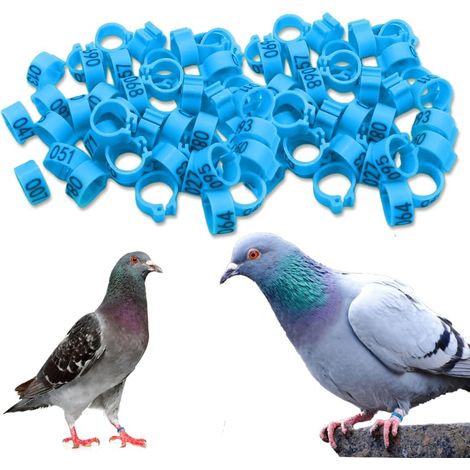 100 pieces 8MM Bagues de jambe d'anneau d'oiseau pour Perrot Finch Diamètre Canary Bague à oiseaux(bleu)