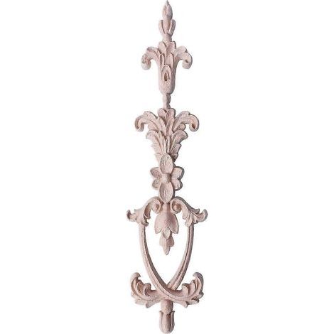 Applique décorative d'angle en bois sculpté - Élément décoratif non peint 25 x 6 cm pour la fabrication de meubles et la décoration intérieure (1/5)