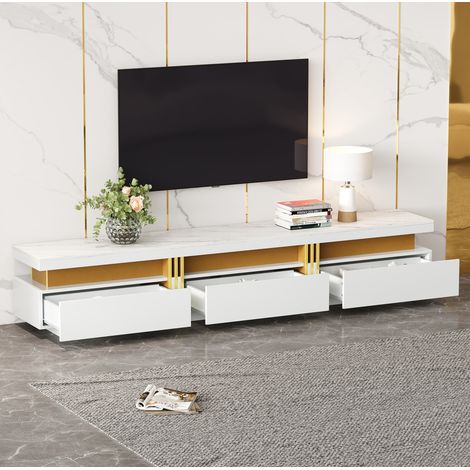 Set mobile TV e tavolino con cassetti bianco OKMYHOME (1/5)