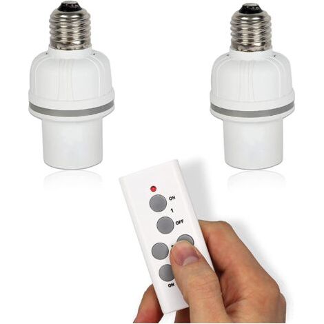 Set de 2 douilles E27 télécommandées – Portée 30m – Compatible ampoules 60W – Norme CE et RoHS – Installation facile (1/4)