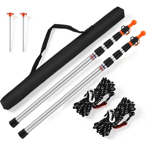 Barre télescopique pour tentes 2 pièces, Mat télescopique en alu 80-240cm – Barres de bâche pour Voile d'ombrage, Camping – Tige télescopique avec Embout antidérapant et Housse de Rangement (1/5)