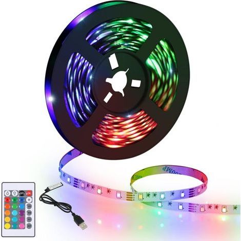 5m LED strip, flexible and durable RGB LED, multicoloured with remote control for bedroom, kitchen, TV, parties (1/4)