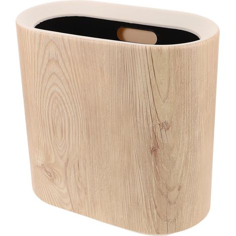 Mülleimer mit Deckel Holzoptik Kunststoff Retro Stil Kücheneimer Badezimmer Abfalleimer für (1/5)