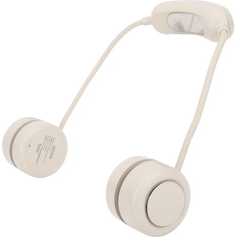 GARRYFIZH Ventilateur suspendu au cou, 3 vitesses, conception ergonomique réglable, silencieux, pliable, portable pour la plage, le cyclisme, Beige
