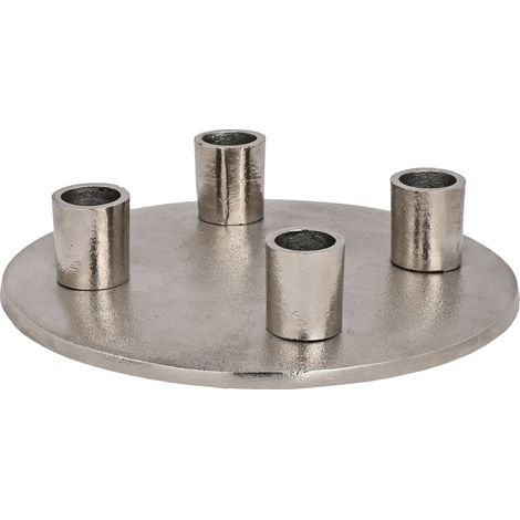 EGLO LIVING Kerzenhalter Jellicoe, eleganter Kerzenständer für 4 Stabkerzen, runder Stabkerzenhalter aus Metall in Nickel, Tischdeko Weihnachten, Ø 20 cm (1/4)