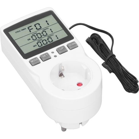 Thermostat électronique avec écran LCD, boîtier ABS, prise UE, 16 A, 3680 W, 100-250 V, 50/60 Hz. (1/5)