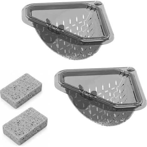 Lot de 2 Passoires Évier Magnétiques, Triangle, Fond Torsion, Plastique PET, Cuisine Angle