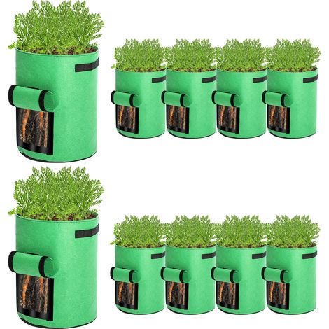 Hengda Borsa per piante. borsa per piante con manici. borsa per fiori da giardino riutilizzabile da 10 pezzi da 10 galloni (1/5)