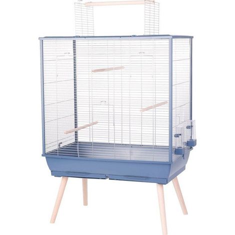 ZOLUX Cage grillagée surélevée pour oiseau Néolife - Pour perruche, calopsitte, canari - 81 x 48 x 130 cm - Néolife - Bleu