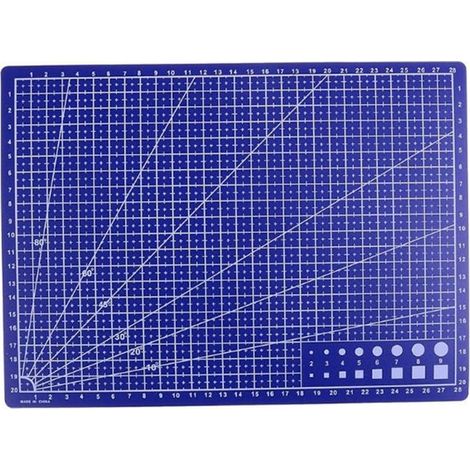 Planche à découper en PVC A4, lignes de grille, tapis d'auto-guérison professionnel, polyvalent pour Quilting, couture, Scrapbooking, bricolage artisanal bleu. (1/5)