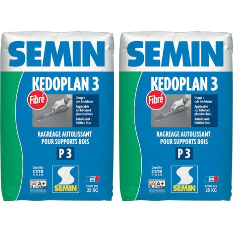 Semin – Enduit de ragréage autolissant pour sols intérieurs – Rattrapage des défauts de planéité – Sac de 25 kg (lot de 2) (1/4)