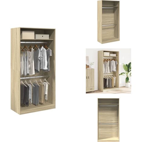 Kleiderschrank Sonoma-Eiche 100x50x200 cm Holzwerkstoff - Kleiderschrank - Kleiderschränke - Schrank - Kleider Organizer (1/5)