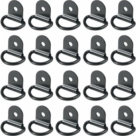20pcs Tie Rings, Tie Rings, Iron Tie Rings, Trailer Mounting Rings, Round Tie Rings for Folding with Car Cargo Lock Black (1/5)