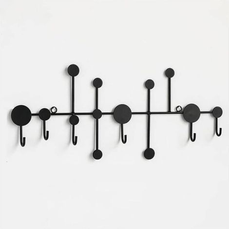 Patère porte-manteau murale en fer forgé, crochet mural, porte-manteau mural, décoration murale, noir (1/5)