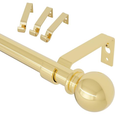Tringle à rideaux métal poli résistante 71-157,5 cm diamètre 1,6 cm doré (1/5)