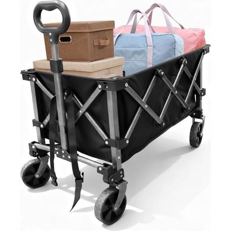 Chariot de Plage Pliable 100kg, Chariot de Transport Tout-Terrain avec Roues Pivotantes 360°,pour Camping, Jardin, Shopping, Pêche et Déménagement (1/5)