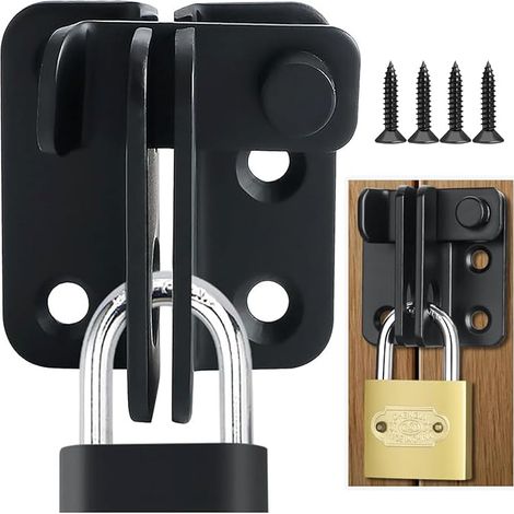 Verrou Porte Coulissante Serrure Volet Loquet Porte Verrou Portail à Bascule Boulon Vis Porte Fenêtre Placard Jardin Acier Inoxydable Noir Right Open S (1/5)