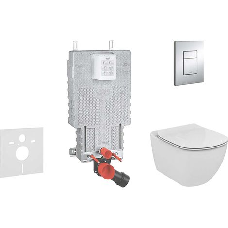 Grohe Uniset - Set Vorwandelement, WC und Sitz Ideal Standard Tesi, Betätigungsplatte Skate Cosmopolitan, Chrom 38643SET-KF