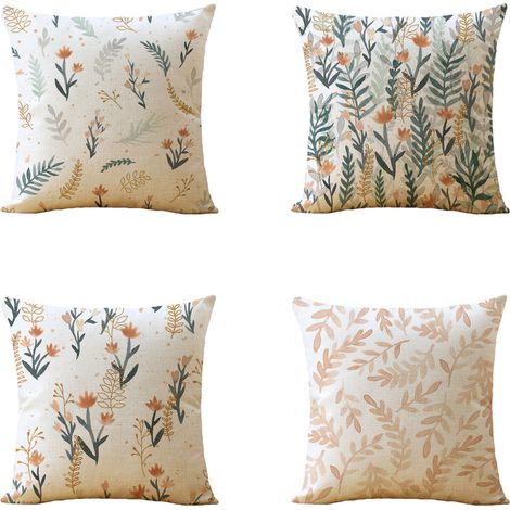 Ahlsen Juego de 4 fundas de cojín decorativas florales para sofá, dormitorio, sala de estar, patio, 44x44cm (1/5)