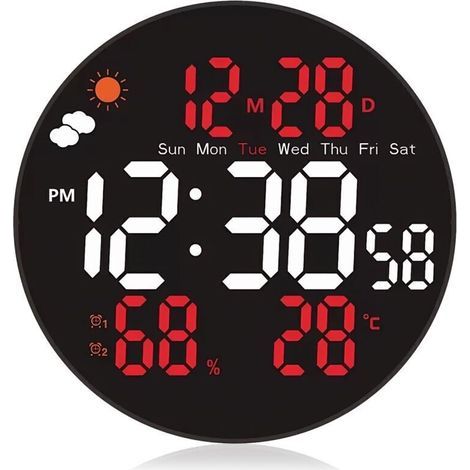 Garden FutureHorloge Murale Digitale 8 Pouces à Couleurs RVB Variables - Pilotée par Télécommande - Fonctions Automatiques Avancées - pour Domicile
