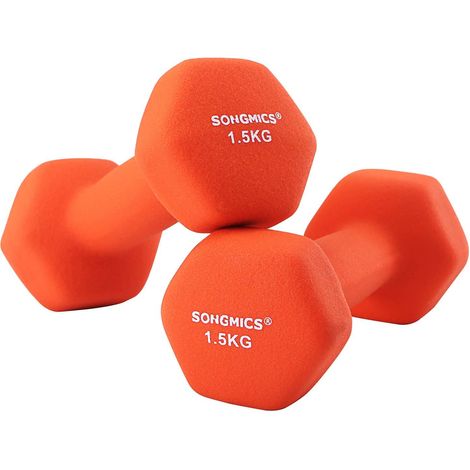 Lot de 2 haltères Courts en Vinyle 2 x 1,5 kg 18, Orange, 7 x 15 CM, SYL63OG