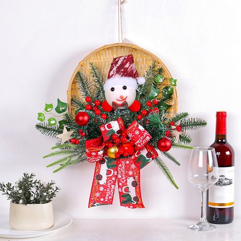 Guirlande De Noël - Boule De Porte Intérieure Extérieure - Sapin Artificiel Avec Pommes De Pin Et Baies Rouges - 45 Cm (1/5)