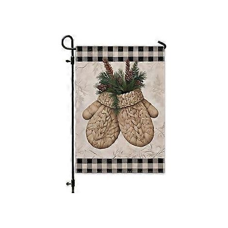 Drapeau de jardin de Noël en lin imprimé recto verso (YMCQ3-7) (1/2)
