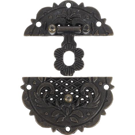 Loquet rond vintage en alliage de zinc pour boîte bois (1/5)