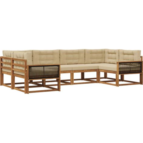 Outdoor Sofa Set with Cushion 6 pcs Natural and Beige vidaXL (1/5)