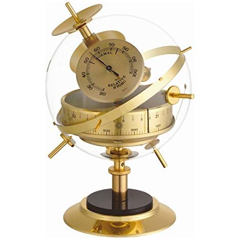 TFA Dostmann Stazione Meteo analogica Sputnik, 20.2047.52, con termometro, igrometro e barometro, Realizzata a Mano, per previsioni Meteo, Made in Germany, Ottone (1/3)