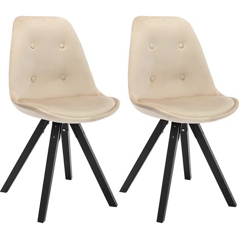 Set 2 sedie scandinave ANEYA - Velluto e piedi in hevea - Beige (1/5)
