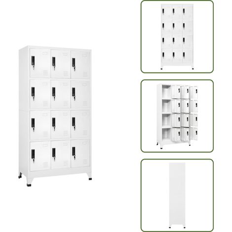 Armoire à casiers Blanc 90x45x180 cm Acier - Armoire À Casiers - Meuble De Rangement - Armoire Métallique - Armoire Blanche - Armoire Scolaire