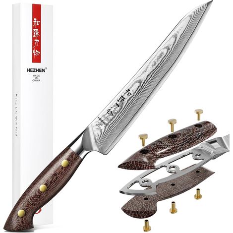 21 cm Couteaux à Découper, Couteau Trancher à en Acier Damas