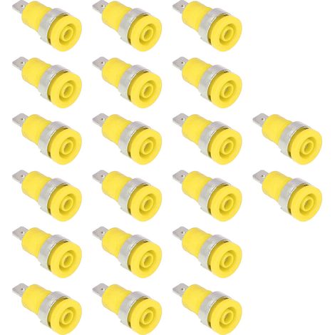 Lot de 20 fiches bananes, 4 mm, connexion robuste, excellente résistance à la corrosion, accessoires de test électrique, jaunes. (1/5)