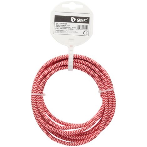 Cable textil 2,5M (2x0.75mm) Blanco/Rojo