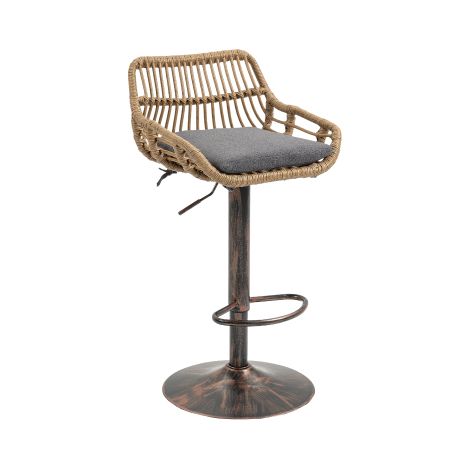 Tabourets de bar rotatifs 360° hauteur réglable, lot de 2 en rotin, gris (1/5)