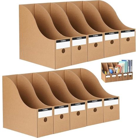 10 Pièces Porte Revues avec 10 Étiquettes, Boîte Rangement Papier A4, Range Archivage Documents pour Bureau, Organisateur Carton pour Papeterie, Magazines, Livres, Fichier, Classeur Stockage (1/5)