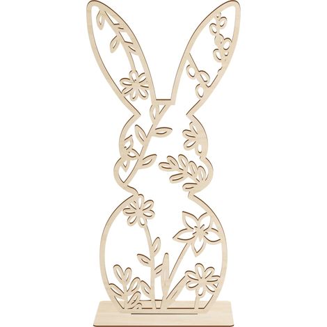 Conejo de Pascua, figura de madera grande de 20 cm, decoración, 1 unidad. (1/5)