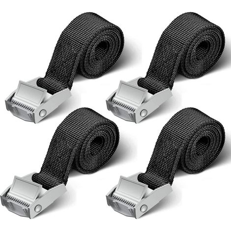 Sangles d'arrimage 4 pièces 250kg 1m/2m Noir pour porte-moto porte-vélo