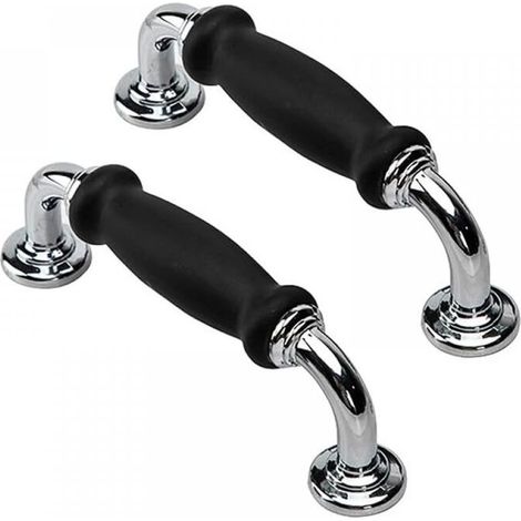 Lot de 2 poignées de porte vintage noires pour armoire, tiroir, meuble, distance entre les trous : 96 mm (1/4)