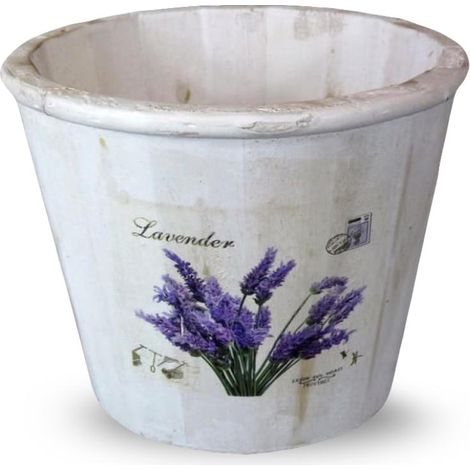 Bara in legno bianco con motivo lavanda 13x16 cm - Piccola