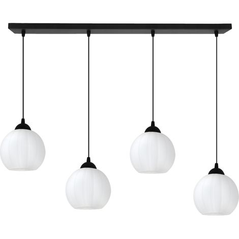 Lampada a sospensione Costa nera, 4 lampadine a sfera bianca, attacco E27 (1/5)