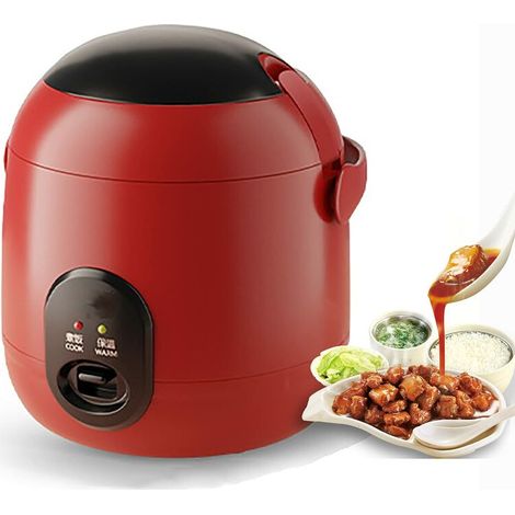 1.2L Mini Cuiseur de Riz Vapeur avec Antiadhésif Marmite Amovible Voyants Lumineux – Riz Parfait en Quelques Minutes pour 1 à 2 Personnes,Red (1/5)