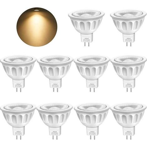 GU5.3 MR16 LED Ampoule 5W, Blanc Chaud 3000K LED Lampe Bulb, 12V LED Spot, L'angle d'émission de 35°, Non Dimmable, Lot de 10