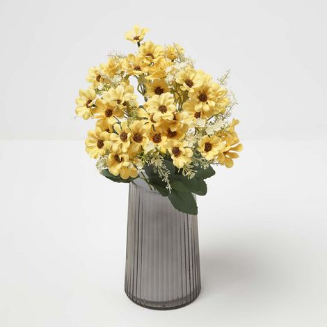 HOMESCAPES Artificial Wild Daisy Yellow Bouquet Flower, 46 cm (1/5)