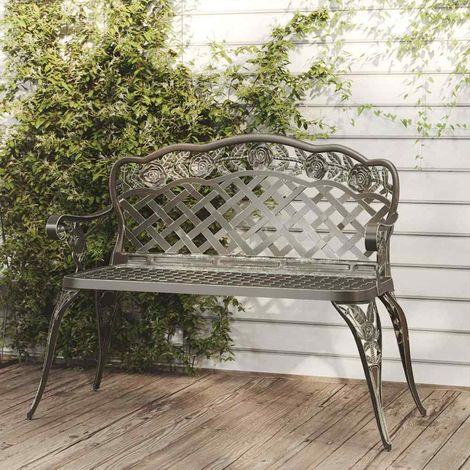 vidaXL Banco de jardín de aluminio fundido verde 108 cm (1/5)