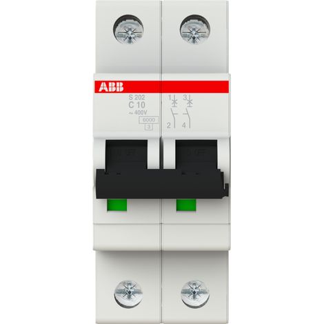Interruptor modular abb s202 c10 10 amperios 10 kiloamperios (1/4)