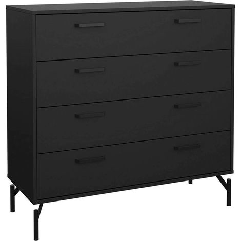 Dmora - Cassettiera Constance, Settimino multiuso, Comò camera da letto, Mobile con cassetti, 99x40 h96 cm, Nero