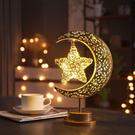 Luce di luna, luce di luna magica, luce di luna semicircolare per la camera da letto, effetti di luce galattica, luce di luna per bambini, luce notturna luna e stelle, a batteria (1/5)